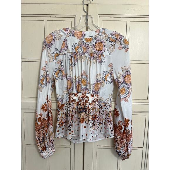 Free People size XS Run Free top blouse shirt ties in front of - Picture 4 of 5
